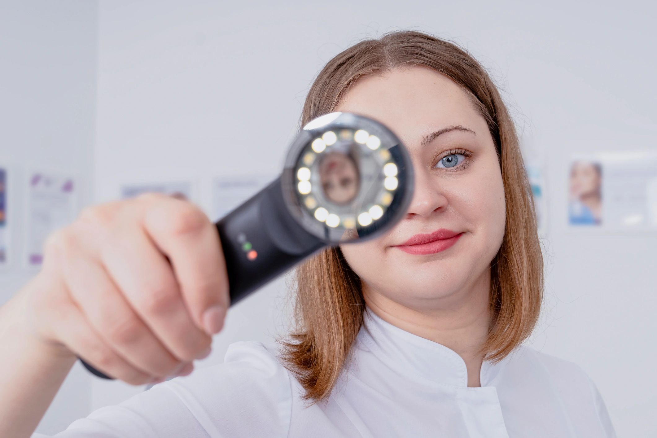 Healthcare professional using advanced imaging technology in a clinical setting